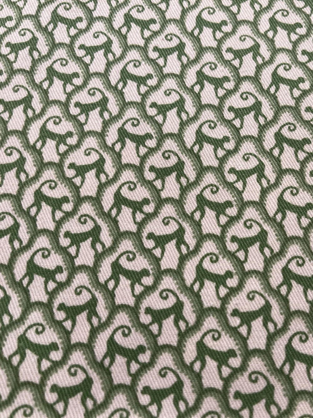 Set of 8 Cloth Napkins, Green and Cream Monkeys 12.5”